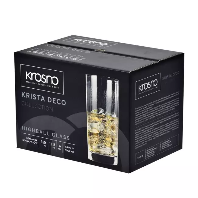 Szklanki long drink Krosno Krista Deco 390 ml opakowanie